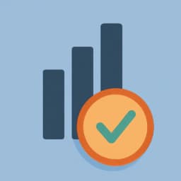 Bar chart with check mark